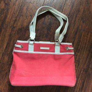 Caribbean joe hot pink and white bag